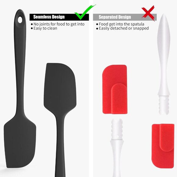 4-Piece Silicone Spatula Scrapers: 600°F Heat Resistant Food Grade Kitchen BPA F - Picture 8 of 9